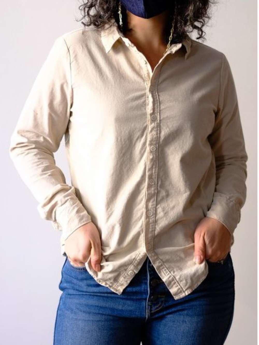 CP SHADES Romy Baby Wale Corduroy Button Down Collared Shirt \\ XS